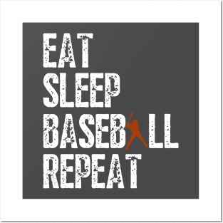 Eat Sleep Baseball Repeat, Funny Baseball Players Kids Boys Posters and Art